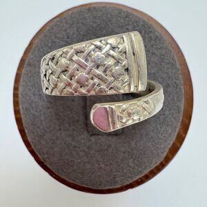 Textured Bypass Design Band Ring VTG Solid Sterling SIlver 925 Size 8